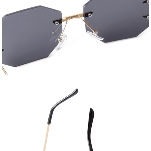 Trend Rimless Polygon Sunglasses for Women Men Metal Fashion Gradient4