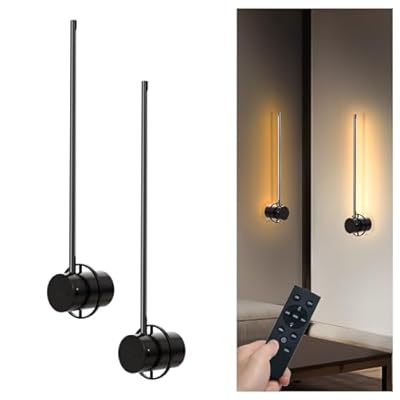 Swatia Wireless Wall Sconces Set of Two, 23.6" Rechargeable Art Display Light, 3 Color Temperature Dimmable with 350° Rotation Wireless Lights for Living Room Bedroom Hallway Gallery Art Frame