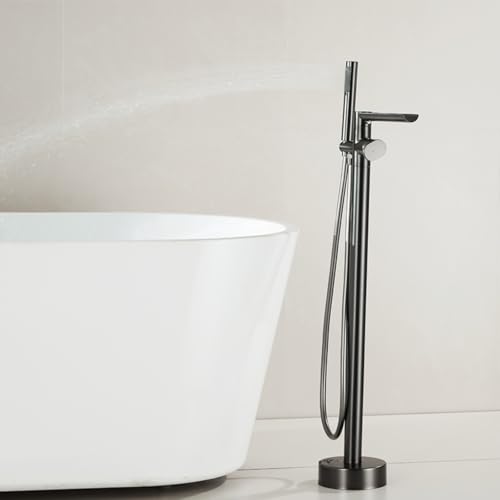 Robinet de baignoire au sol cascade MOCHAMIK 360° blanc double commande fluide - 2