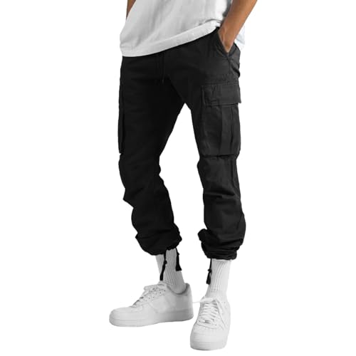 Pantalones cargo con cintura elástica para hombre, pantalones cargo con muchos bolsillos, pantalones de tiempo libre, ligeros, pantalones de trabajo holgados, pantalones de trekking, pantalones de