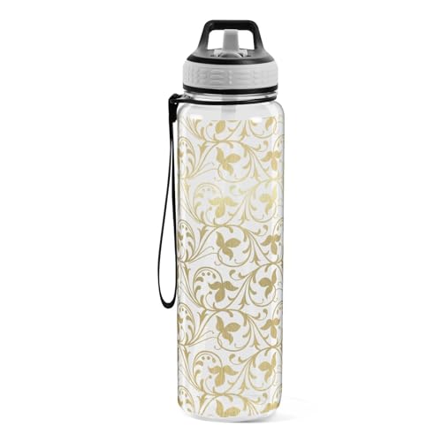 Bouteille d'eau en plastique transparent design chic doré pour bureau - 3