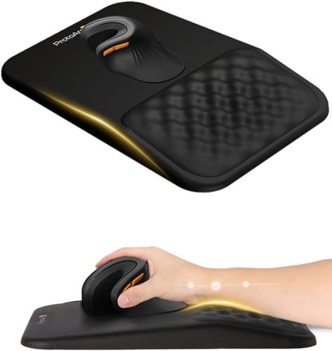 Image of ProtoArc Ergonomic Mouse Pad with Wrist Rest, Mousepad with Massage Design, Soft Memory Foam and Non-Slip PU Base for Pain Relief, Desk, Home, Office, 12x8 Inches, Black