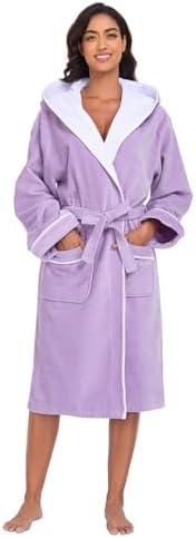 YEAUPE PRO Bathrobe for Women, Gift Box, 100% Cotton, OEKO-TEX, Hooded Bath Robes After Shower Spa Swim, Terry Velour, Soft & Cozy, Knee Length, Size L (Runs Small, Size Up)