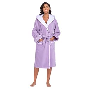 Bata de baño para mujer, bata de spa 100% algodón, OEKO-TEX, terciopelo de rizo, longitud a la rodilla (correr pequeño, talla más grande)