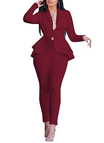 Salimdy 2 Piece Outfits for Women Long Sleeve Dressy Blazer Pants Suits | Business Casual Suits for Women Sexy Two Piece Funeral Church Work Office Interview Graduation product thumbnail 10