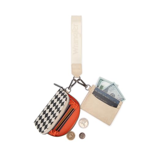 Image of Wrangler KeyChain Wallet Checkered Wristlet Wallets for Women Western Dual Pouch Wristlet Credit Card Holder Wallet