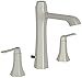 ROHL BELLIA BATH THREE HOLE DECK MOUNTED HIGH NECK FIXED SPOUT WIDESPREAD LAVATORY FAUCET WITH POP-UP AND METAL LEVER HANDLES IN POLISHED NICKEL