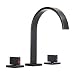 Homevacious Waterfall Bathroom Sink Faucet Widespread Oil Rubbed Bronze 8-16 Inch 3 Holes 2 Handles Black Bath Lavatory Modern Faucets Long Spout Basin Commercial Deck Mount Mixer Tap Supply Hose