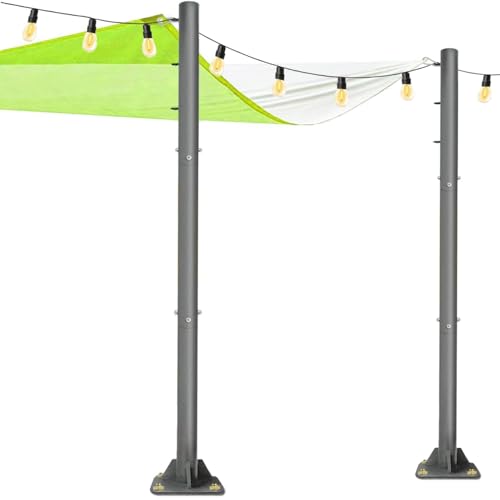 2 Pack Sun Shade Sail Poles - 10ft Outdoor Sunshade Sail Post Support Awning Canopy Heavy Duty Metal Pole Kit for Patio Garden Yard Backyard Grassland
