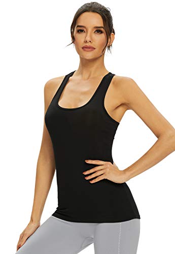 Image of Femdouce Workout Tank Tops for Women Basic Racerback Tank Top Soft Athletic Sleeveless Yoga Shirts -4Pack