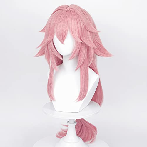 Alacos Pink Yae Miko Wig For Women Girls, Anime Long Spicky Yae Miko Cosplay Wigs For Gi Roles, Heat Resistant Pink Long Hair Wigs With A Free Cap Perfect For Halloween Party, And More (Pink Yae Miko) #TOP5