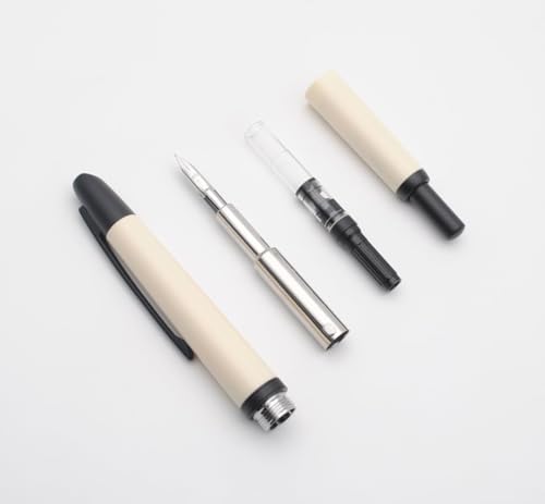 Image of Jinhao 20 Press Fountain Pen Retractable Fine Nib with Converter Capless fountain pen Resin pen Writing Gift Pen (silver clip off white)