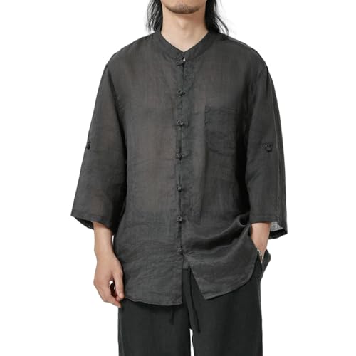 Chemise en lin homme style chinois pour vos loisirs d'été en coupe ample