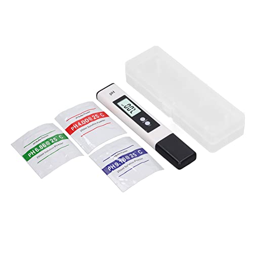 Portable Automatic Calibration Device - Digital PH Tester with Alloy Probe and Glass Bubble Electrode - White Backlit HD Display Water PH Detector for Aquaculture and Swimming
