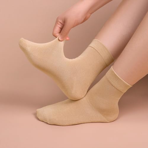 Image of Womens Viscose Bamboo Crew Socks Thin Casual Ultra Soft Colorful Above Ankle Socks Breathable Comfortable 3 /6 Pairs