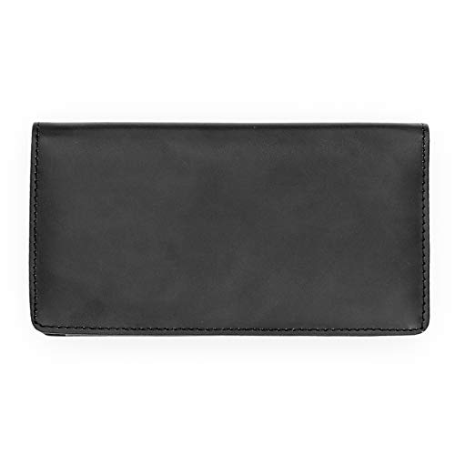 Black Smooth Leather Checkbook Cover for Top Tear Personal Checks2