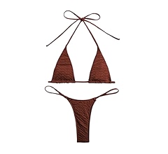 SHENHE Women's Halter Micro Triangle Thong Bikini Tie Side 2