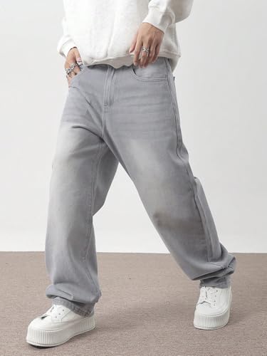 Image of URBAN POCKETS Jeans for Men | Denim Jeans | Relaxed Fit | Baggy Style | Wide Leg | Streetwear | Casual Wear | Everyday Comfort (U-18-19)