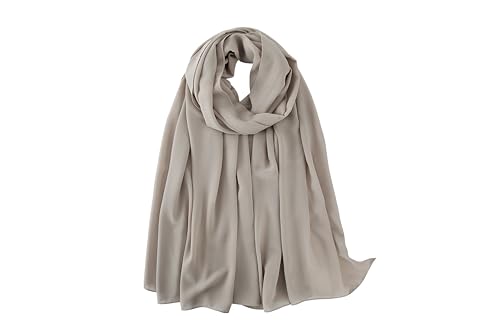 Louisabelle Premium Pearl Chiffon Scarf - Lightweight Soft Draping Georgette Hijab Elegant Plain Fashion Scarf for Women 70x180CM (Oatmeal Latte)