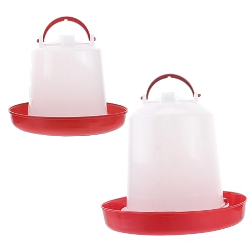 Abaodam 2Pcs Farm Poultry Water Feeder Plastic Water Containers for Chickens Ducks Geese Design for Home Farm Use for Beginner Breeders