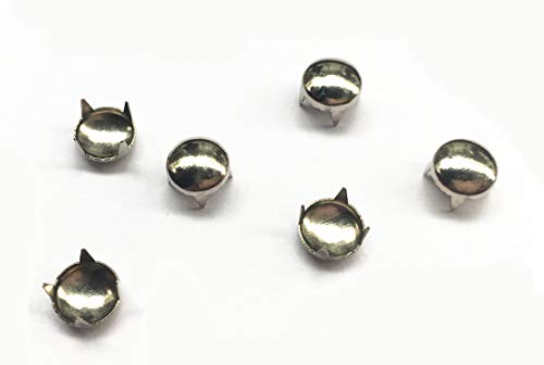 100 Pcs Round Dome Studs Metal Claw Beads Nailhead Punk Rivets With Spikes (Silver, 5 Mm) #TOP2