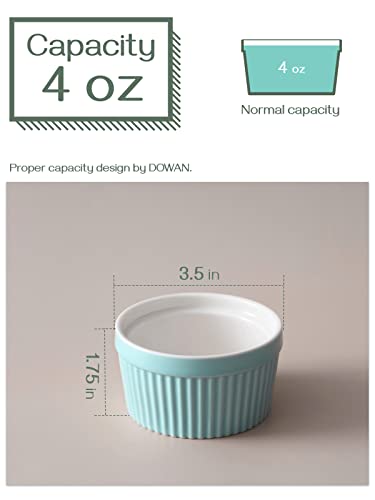 Dowan 4 Oz Ramekins - Ramekins For Creme Brulee Porcelain Ramekins Oven Safe, Classic Style Ramekins For Baking Souffle Ramekins Bowls, Set Of 6, Blue #TOP2