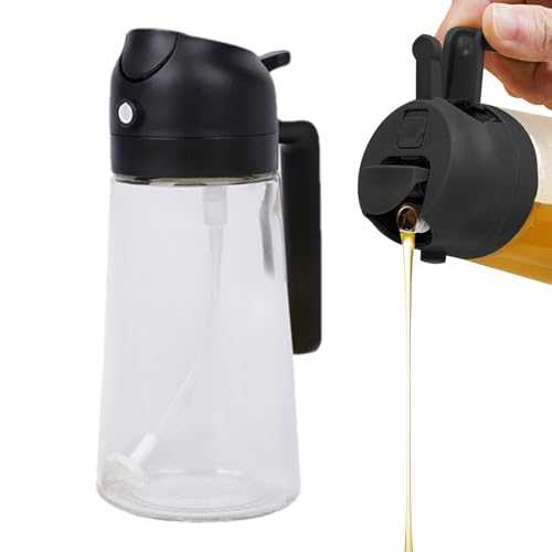 Pulvérisateur Huile Cuisine 2-en-1 - 470ml Distributeur Verre, Fonction Vaporisateur Et Versement, Bouteille Olive Pour Air Fryer, Salade, Grillade | Contrôle Précis Dosage, Récipient Anti-fuite