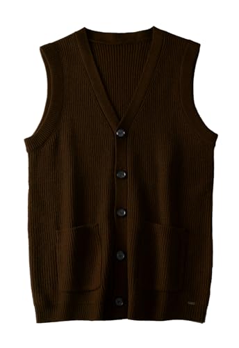 Pull Homme Col V Gilet Homme Sans Manches Col V MANBOZIXi - Tricot Chaud Automne Hiver Vêtement Chaud Décontracté