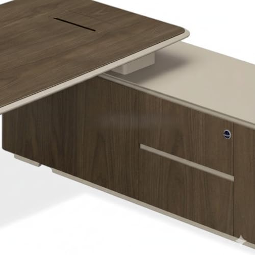 Image of Lakdi The Furniture Co Modern L Shape Director Table for Office with Luxury Executive Desk and Side Storage, Premium Wood Veneer Top & Minimal Design - LDL-718