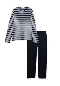 Marks & Spencer Gestreifter Schlafanzug Aus Reiner Baumwolle Herren Marineblau Mix M