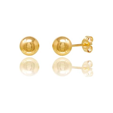 14KT Yellow Gold Ball Stud Earrings With Butterfly Pushbacks (5MM) Cover