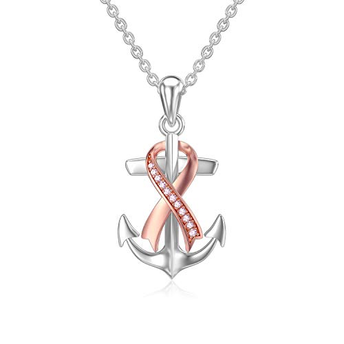 PEIMKO Breast Cancer Awareness Survivor Jewelry Gifts for Women, 925 Sterling Silver Breast Cancer Survivor Heart Pendant Necklace for Women Post Surgery Survivor Chemo