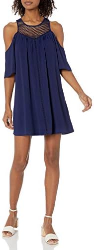Short Sleeve Cold Shoulder Dress, Navy 