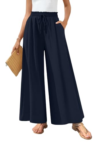 Bestbee Plus-Size Wide-Leg Palazzo Pants (Dark Blue)
