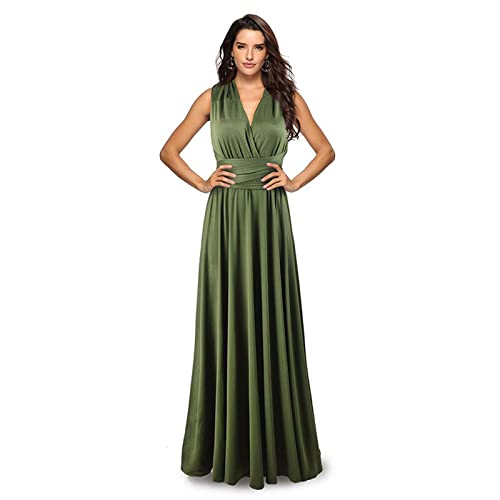 Modaworld Damen Multiway Lange Abendkleid Hochzeit Brautjungfernkleid Partykleid Cocktailkleid Wickelkleid V-Ausschnitt Festlich Kleid Rückenfrei...