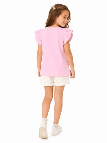 Image of Girls' Summer Shirts Cute Tops Ruffle Sleeve Crew Neck Casual Tees