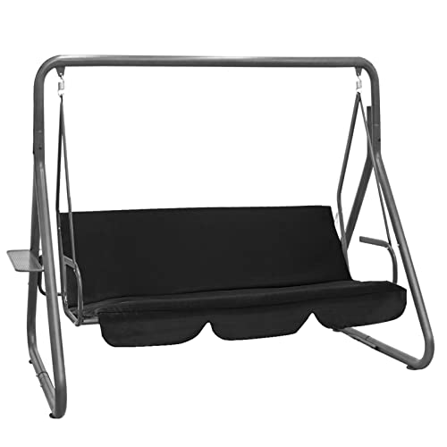 Aurragiy 3 Seater Swing Seat Cushion Cover Outdoor Swing Cushion Cover Patio Swing Cushion Replacement Waterproof Dust Proof For Courtyard Garden Swing Chair Protection Cover 59X59X4Inches (Black) #TOP1