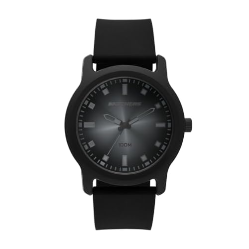 Montre Skechers Ostrom en silicone noir pour homme avec mouvement trois aiguilles