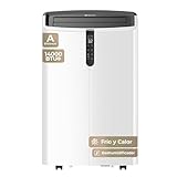 EVVO Clima Silent - Aire Acondicionado Portátil hasta14000 BTU con Bomba de Calor - Pingüino Frío y Calor, Deshumidificador, Modo Noche y Función Turbo. Incluye Kit de Ventana (P14)