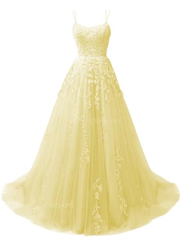 CWOAPO Prom Dresses for Women 2025 Yellow Prom Dress Long Ball Gown Princess Backless Formal Evening...