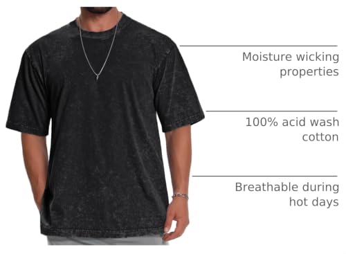 Image of Oversized Tshirts for Men Short Sleeve Vintage Washed Basic Loose Tees