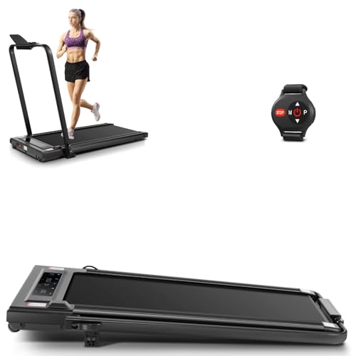 Image of 2 in 1 Folding Treadmill,Under Desk Walking Pad Treadmill, Compact Space Electric Treadmill for Home Office with LED Touch Screen | 0.6-7.6MPH | Wider Running Belt, No Assembly Needed