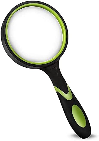 Wapodeai Magnifying Glasses, Magnifying Glass 4X Handheld Reading Magnifier for Seniors & Kids, 75mm Large Magnifying Lens with Non-Slip Rubber Handle for Reading and Hobbies.