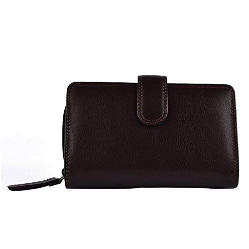 Luchiano ViscontiLadies Medium Leather Purse/Wallet by HERITAGE COLLECTION Gift Boxed 4 Colours, Chocolate, Approx 15cm x 9.5cm x 3.5cms (6" x 3.75" x 1.5")