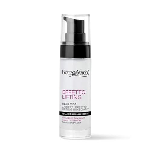 Bottega Verde - Effetto Lifting, Siero Viso Antietà, 30 ml, con Acido Ialuronico ed Estratto di Fior di Loto, Trattamento Levigante con Effetto Lifting Immediato, Ideale per Pelli Normali o Secche