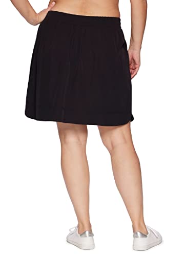 Rbx Active Women's Plus Size Stretch Woven Flat Front Waist Golf/Tennis Long Athletic Skort With Attached Bike Short And Pockets Long Black 3X #TOP4