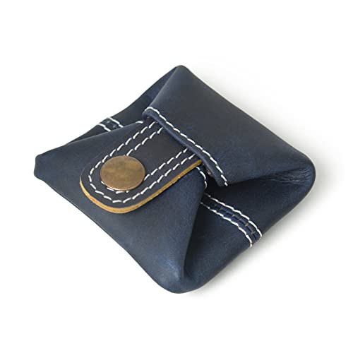 Leather Coin Pouch Change Holder Mini Pocket Wallet For Men Women (Blue, Pack Of 1) #TOP7