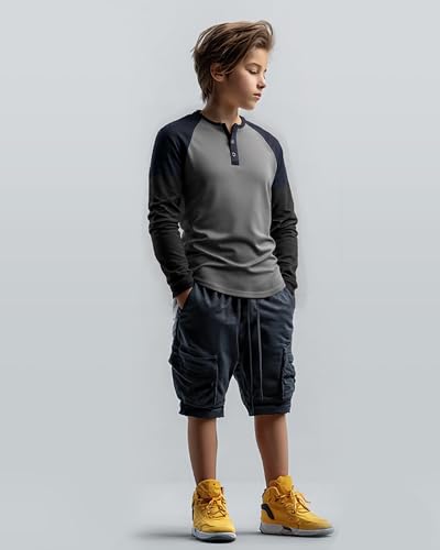 PureChapter 3 Pack Boys Long Sleeve Athletic Shirts Color Blocked Casual Baseball Shirts for Boys2