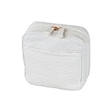 choutrente 化粧ポーチ メイクポーチ 小物入れ ポーチ レディース 立てたまま収納可能 (エンボス加工リリーホワイト)