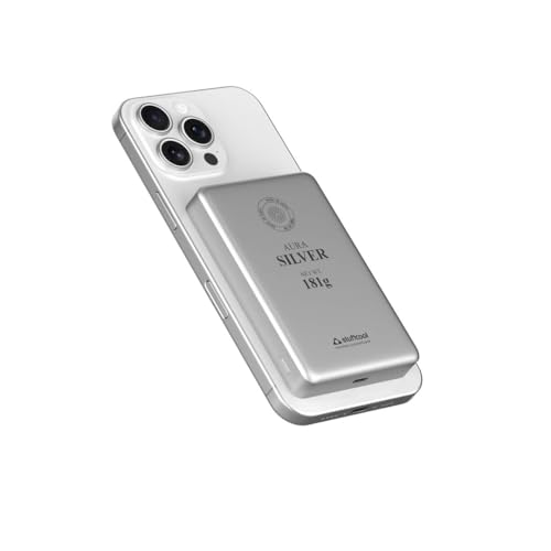 Image of Stuffcool Aura 10000mAh Magnetic Wireless Powerbank 15W Compatible with iPhone Samsung Pixel 20W PD Fast Charging Silver Colour BIS Certified